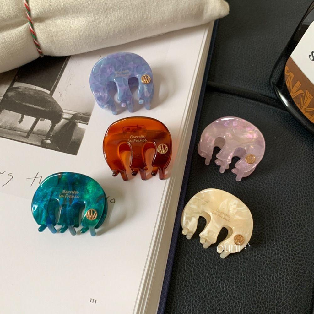 Candy Color Acetate Hair Claw Grab Clip Cute Hairpin Personalized Letter Hair Clip Female