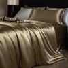 Luxury Mulberry Silk Duvet Cover Set High End Satin Solid Color Quilt Cover and Pillowcases Soft Silky King Size Comforter Cover