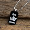 Paar Halsketten Her King His Queen Gravur Schriftzug Schwarzes Edelstahl Halskette Valentinstagsgeschenk