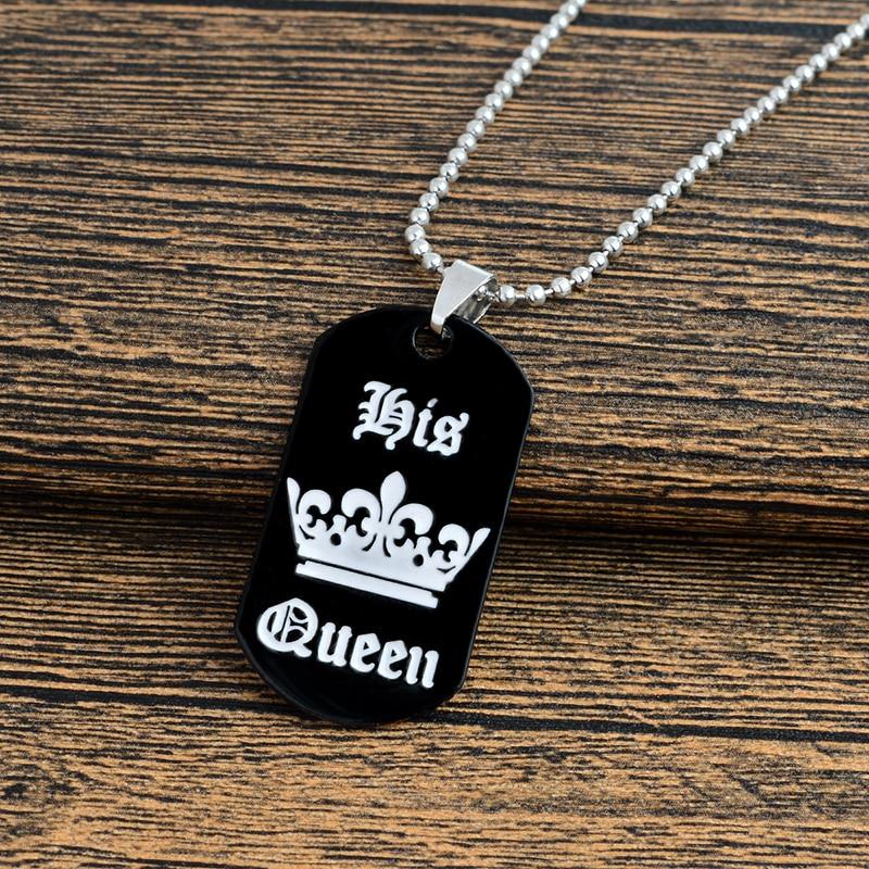 Paar Halsketten Her King His Queen Gravur Schriftzug Schwarzes Edelstahl Halskette Valentinstagsgeschenk