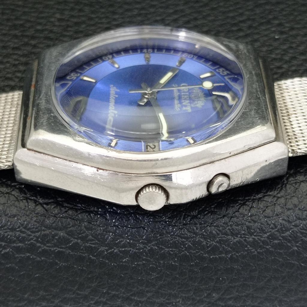 JAPAN VINTAGE ORIENT AUTOMATIC 46941 MENS BLUE COLOR DIAL WATCH A500740-5 R154-a500740