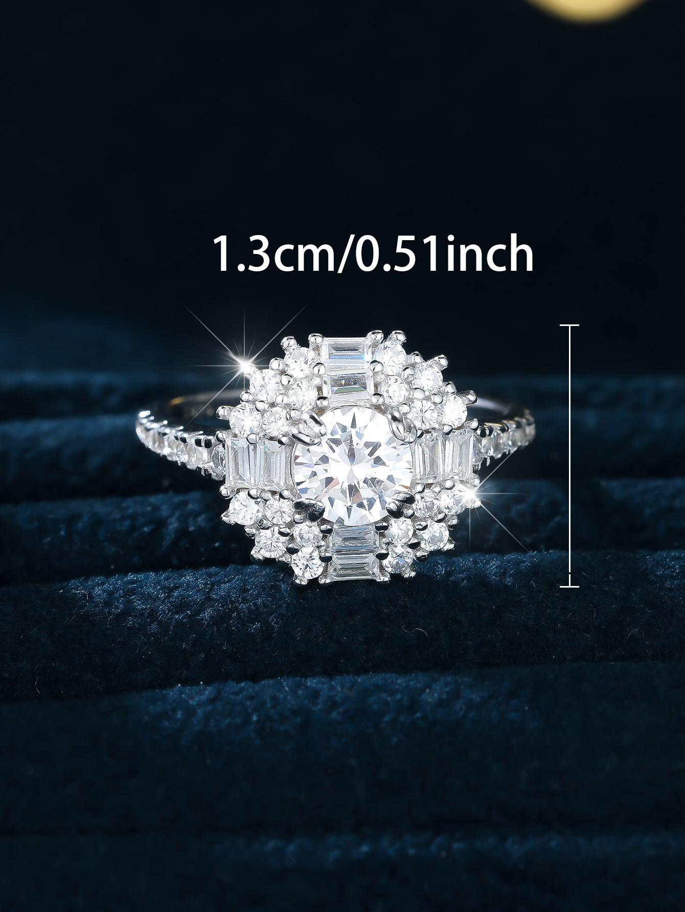 

Heavy Industry Super Flash Sterling Silver White Diamond Full Circle Luxury Diamond Ring Engagement Proposal Ring no. 6