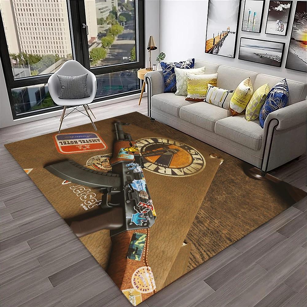 Gun Knife USP,AK,M4,AWP,Rifle Pistol Cartridge Carpet Rug for Home Living Room Bedroom Sofa Doormat Decor,kid Non-slip Floor Mat