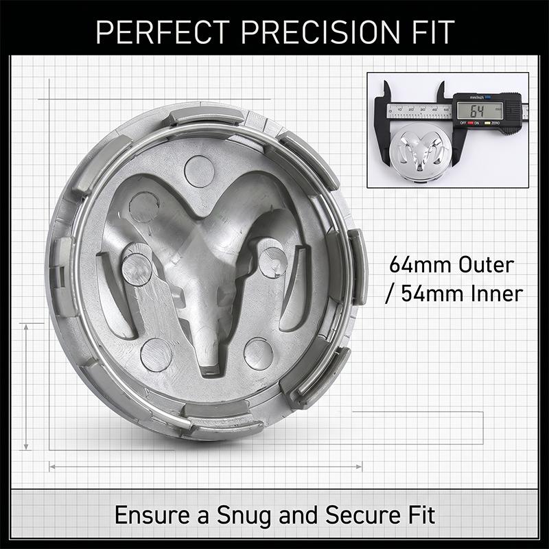 4 Stück 64mm Radnabenkappen Ersatz Radnabenemblem für Dodge Durango Challeager NITRO SRT Charger Journey Ram 1500