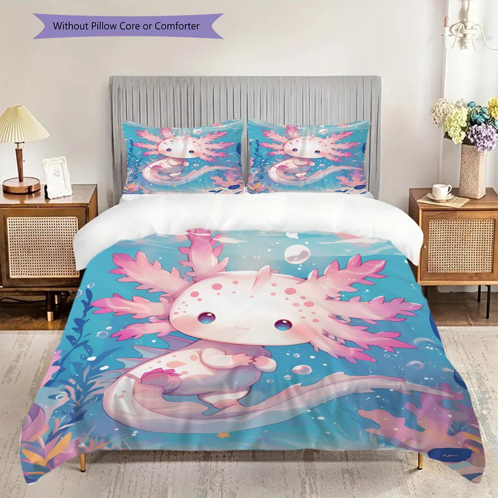 Salamander Pattern Bedding Quilt Set Quilt Cover Pillowcase Home Decoration Birthday Gift (1 * duvet cover + 2 * pillowcase, without core)