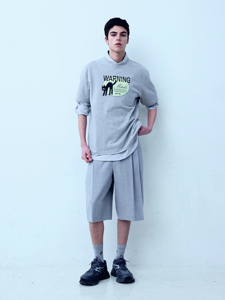 Luvm Wide Bermuda Pants For Men_Melange Gray