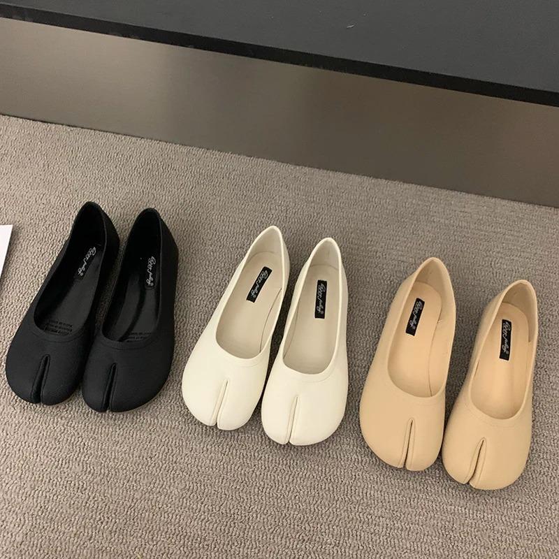 Bailamos Women Flats Summer Fashion Split Toe Ballet Shoes Slip On Ballerinas Korean Style Soft Slip On Loafers