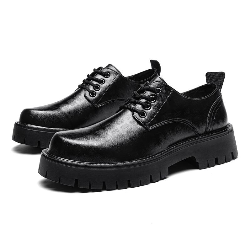 

Мужские кожаные туфли на толстой подошве Классические и универсальные черные туфли для повседневного использования в офисе, на улице, на вечеринке, свадьбе, для бизнеса, увеличивающие рост 44 чёрный