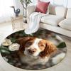 Happy Border Collie Round Area Rug,Carpet Rug for Living Room Bedroom Sofa Playroom Decor,Non-slip Floor Mat