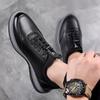 Men's elastic band casual sports leather shoes men's leather surface versatile