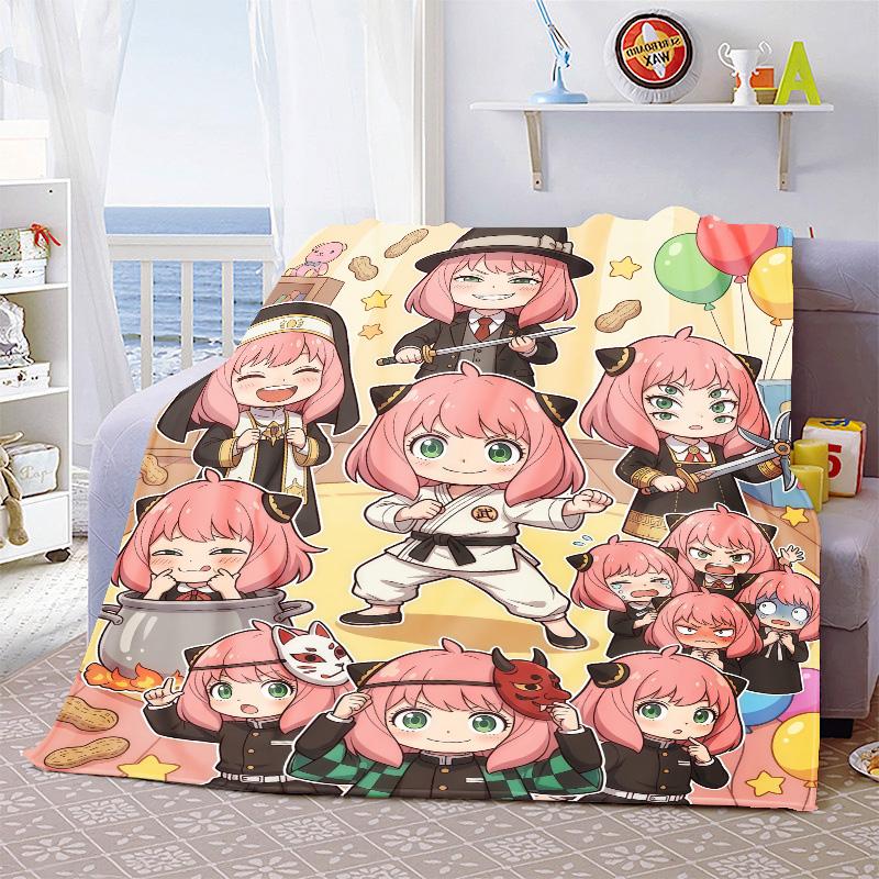 Anya Spy x Family Soft Warm Flannel Blanket Throw Cozy Lightweight Blanket for Bed Sofa Home Decor -QJY