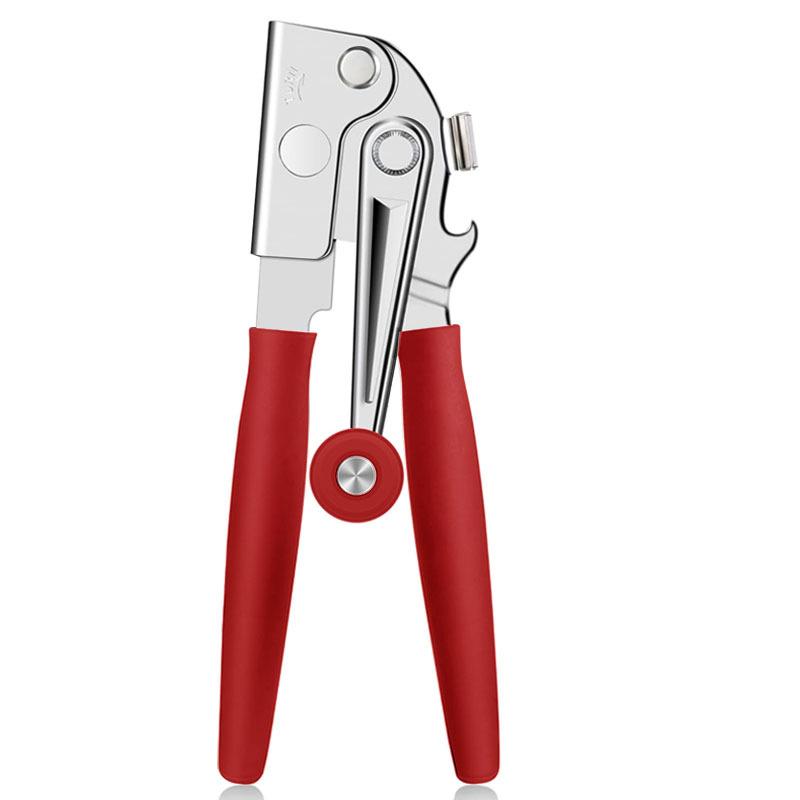 

1Pcs Hand Crank Can Opener Stainless Steel Manual Can Opener Multifunctional Professional Bottle Opener Easy Grip Kitchen Tools красный