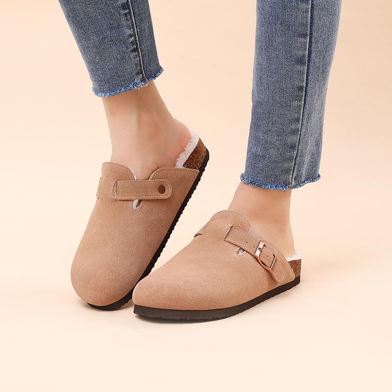 Goosecret Women Suede Clogs Slippers Men Classic Cork Mules Summer Outdoor Soft-Footed Anti-skid Beach Sandals With Arch Support