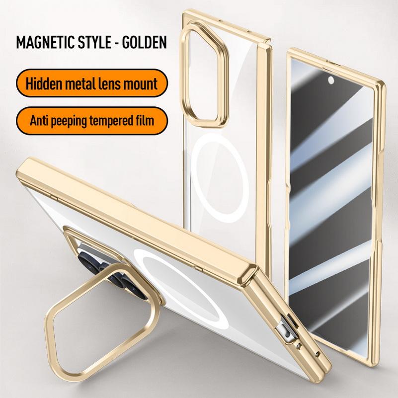 Custodia Protettiva Trasparente con Anello Magnetico per Schermo per Samsung Galaxy Z Fold 8 Fold8 Ultra Fold7 Copertura con Cerniera a Molla