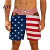 Mens Funny Beach Shorts Men Hairy Butt Shorts, Big Booty Leopard Novelty Illusion Printed Swimwear Print Briefs Design, USA Flag Swim Trunks