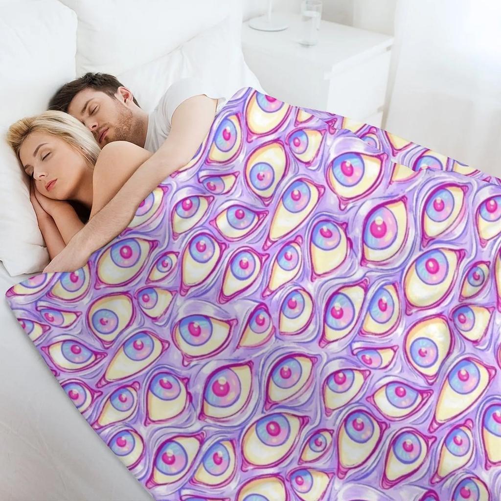 Wall of Eyes in Purple Throw Blanket anime Single Thins Tourist Blankets