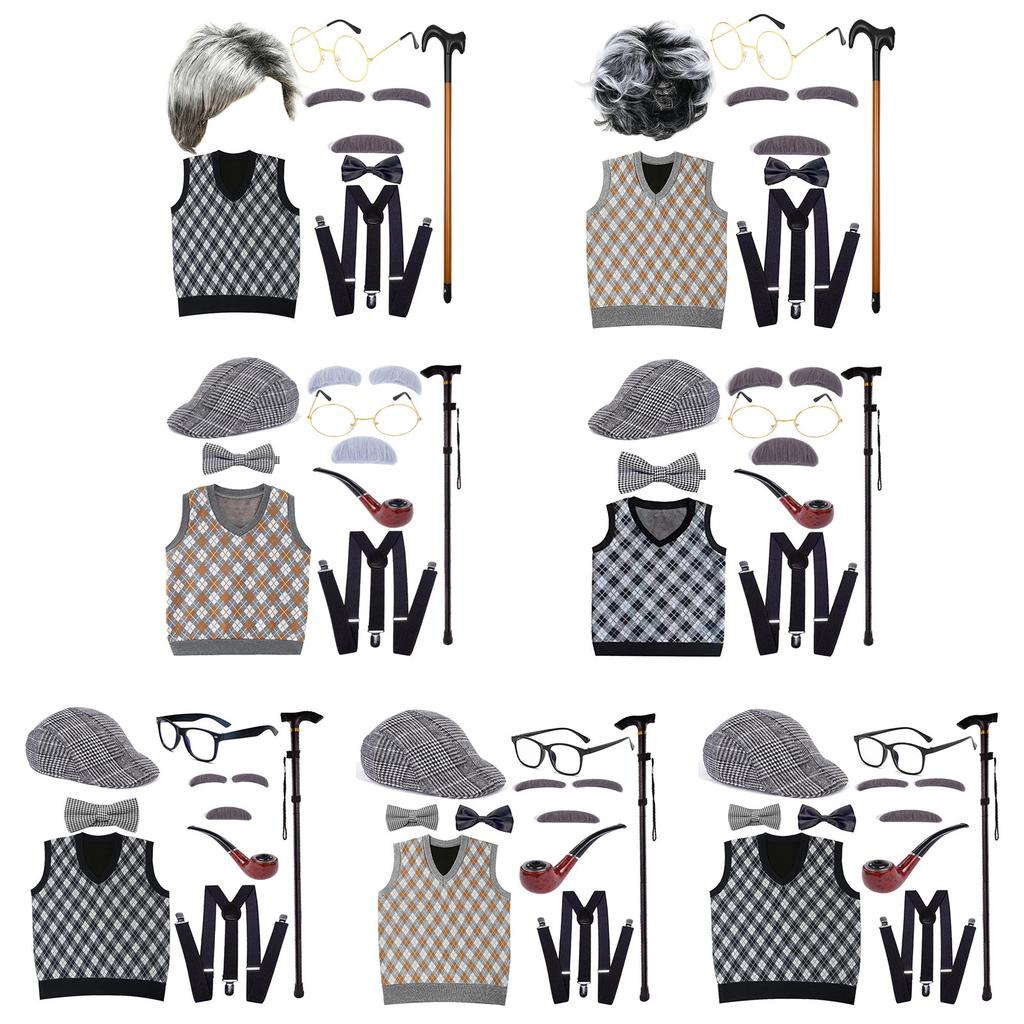 Grandpa Costume Set Old Man Costume Outfit Kids 100 Days of School Costume Set