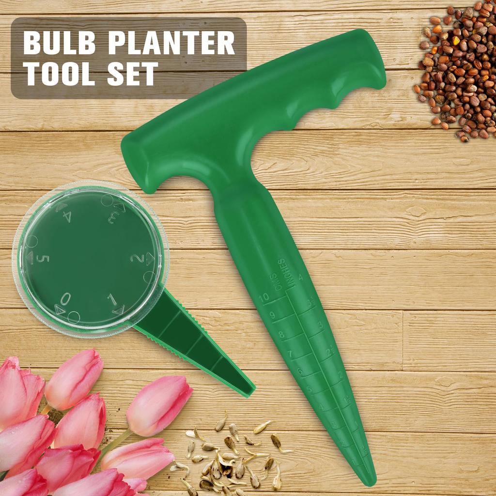 Hand Dibbler Gardening Tool Planting Dibber for Measurement Sowing Seeds Bulbs Flower Pot Planter for Vegetable Garden