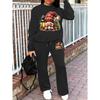 Women's Crewneck Sweatshirt & Drawstring Straight-Leg Pants 2-Piece Set, Printed Lounge Set, Fall/Winter Casual Outfit