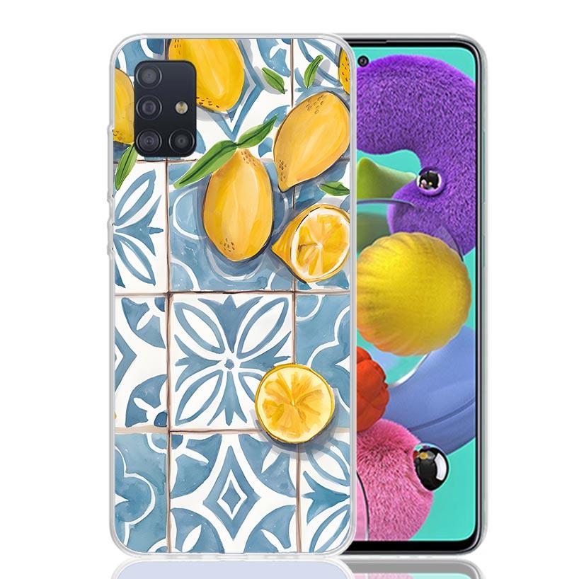 Mediterranean Lemon Phone Case For Samsung Galaxy A52 A32 A22 A12 A02S A50S A30S A51 A31 AA71 Note 20 Ultra 10 S10 Plus Galaxy A