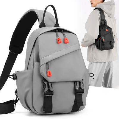 Poliéster Impermeável Cor Sólida Bolsa de Telefone Mochila Masculina Simples Moda Estudante Bolsa de Peito Bolsa de Ombro Único