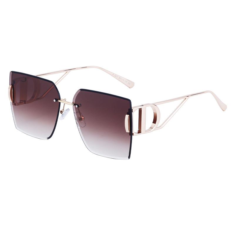 JYL TS Women s Rimless Diamond-Cut - Hollow-Temple Oversized Shades LB-7411 c-5121 темный сине серый