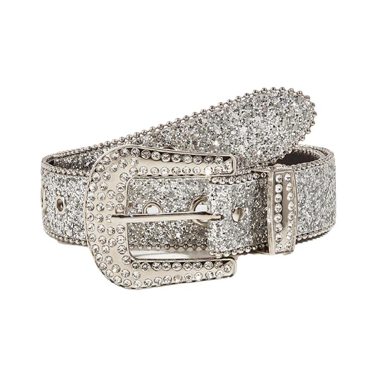 Adult Belt with Rhinestone Buckle Light Luxurious Ladies Locomotive Waistband