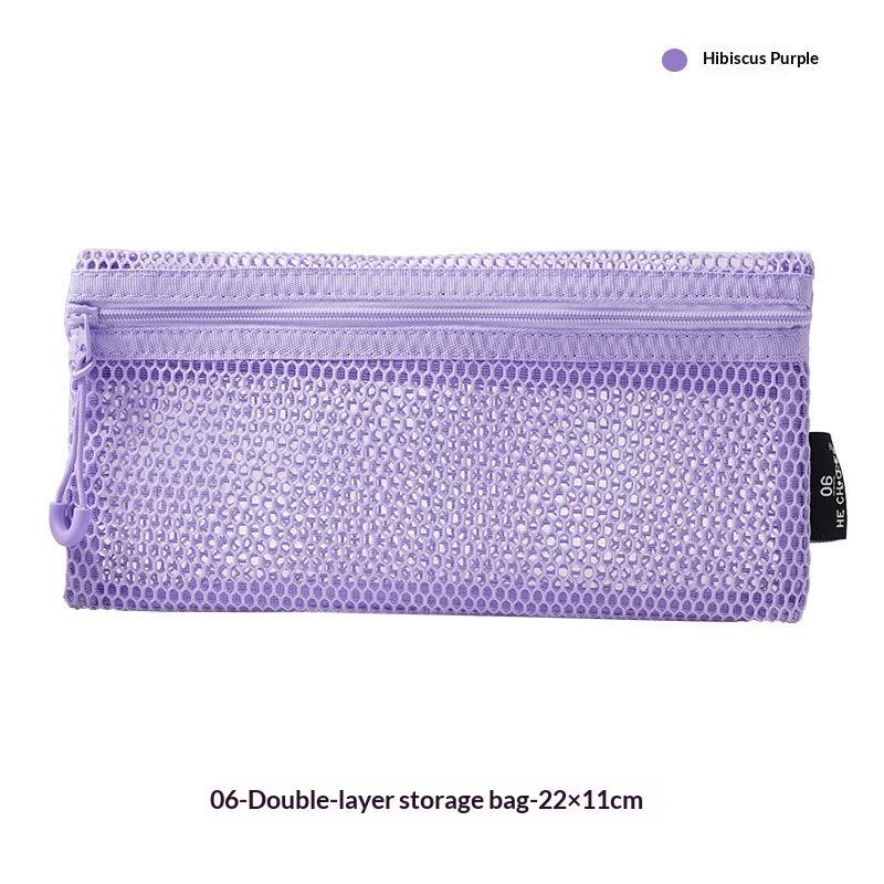 Breathable Mesh Zipper Storage Pouch Visible Large Capacity For Stationery Cosmetics Cables Travel