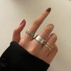 3Pcs Vintage Punk Moon Stars Rings for Women Retro Copper Color Geometric Sun Opening Knuckle Unisex Trendy Finger Ring Zircon