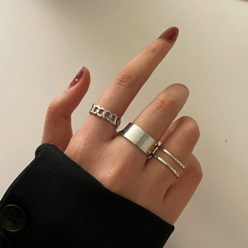 3Pcs Vintage Punk Moon Stars Rings for Women Retro Copper Color Geometric Sun Opening Knuckle Unisex Trendy Finger Ring Zircon