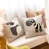 Cotton and Linen Cartoon Towel Embroidered Pillow Case Animal Pattern Children's Room Decorative Cushion Bedside Pillow