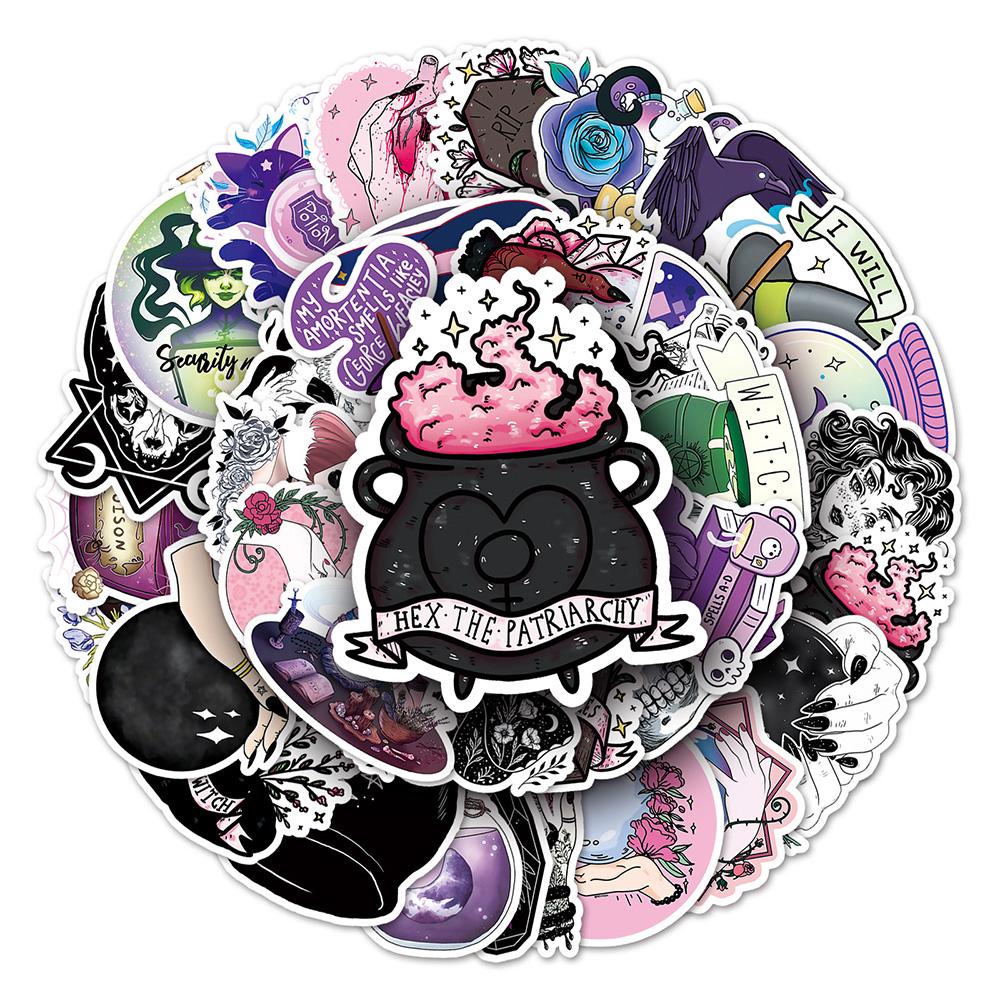 10/30/50pcs Gothic Witch Cartoon Stickers Magic Apothecary Cartoon Decals DIY Laptop Phone Notebook Vintage Graffiti Sticker
