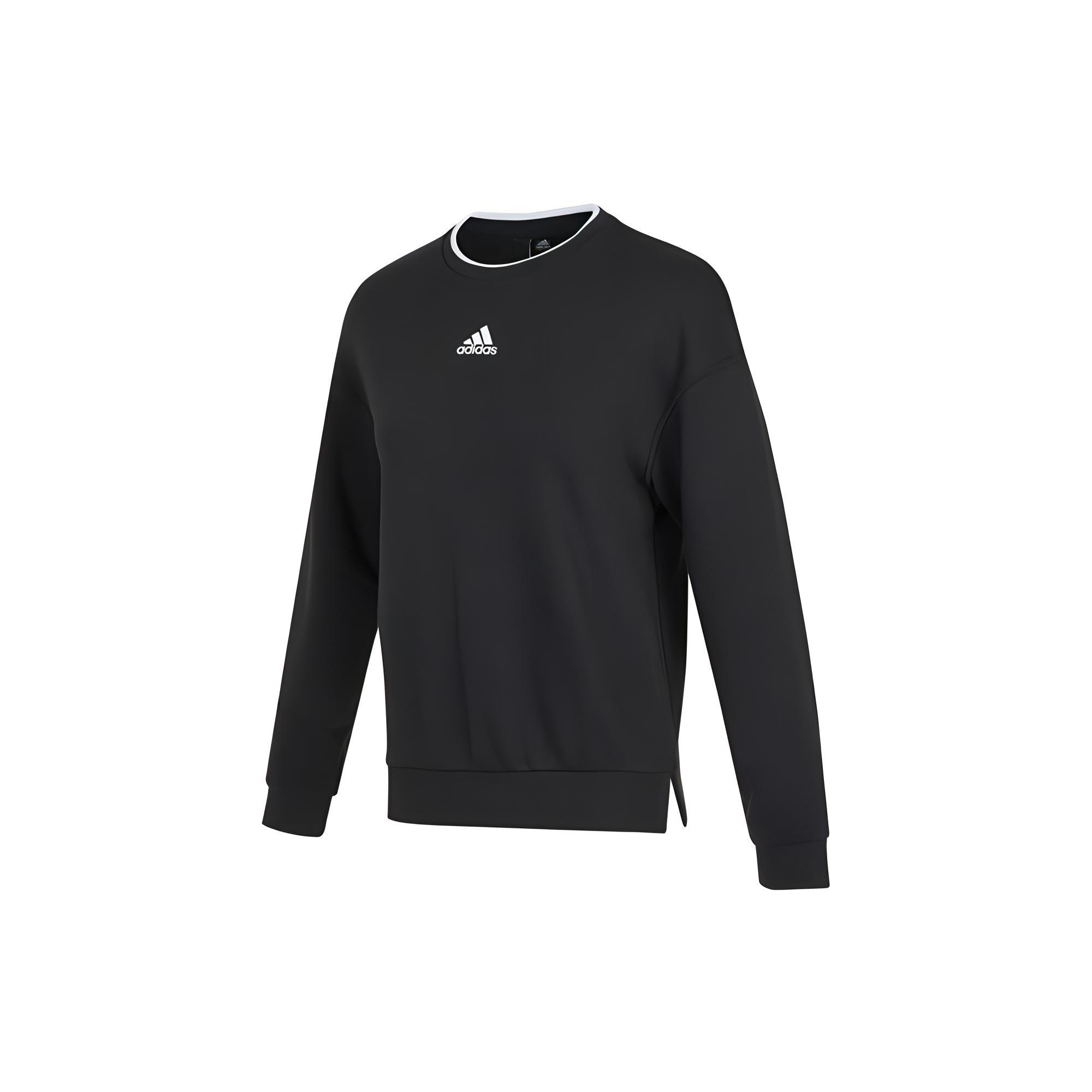 (WMNS) adidas Fi W Swt Gloss Logo Printing Knit Round Neck Pullover Black Hoodie Women s H09766 S