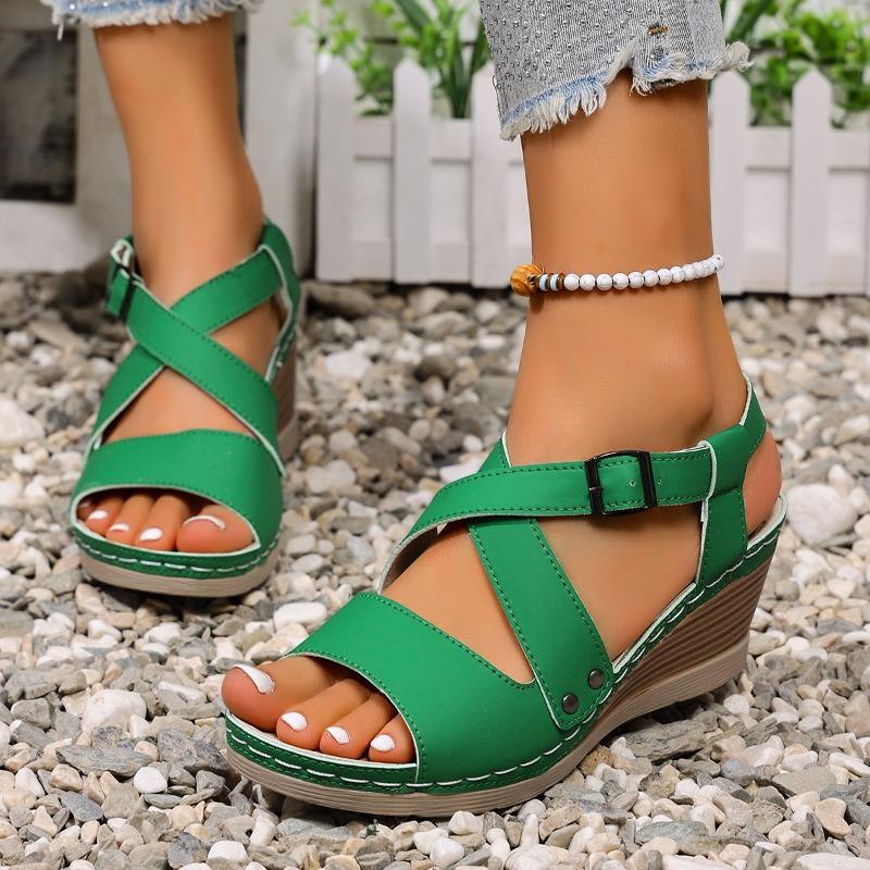 Fashion 2025 New Women Wedge Sandals Casual Comfortable Ankle Strap Thick Sole Sandals Outdoor Lightweight Platform Shoes for Women