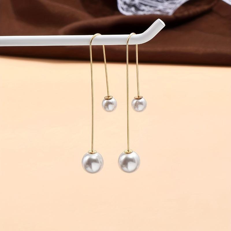 French Fashion Imitation Pearl Tassel Earrings Ladies Elegant Temperament Daily Versatile Holiday Accessories Gifts