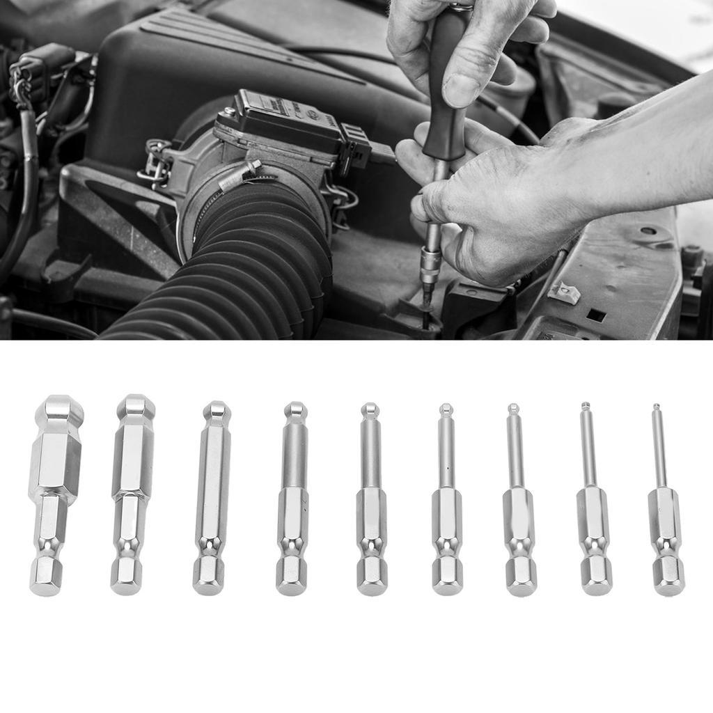 9pcs Hex Screwdriver Bit Set Rustproof Steel Magnetic Hd Hex Bits 1/4 Inch Hex Shank
