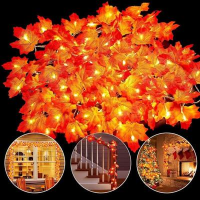2000LM 1pc Simulation Maple Leaf Thanksgiving Maple Leaf Light String, Party Decor, Party Supplies, Holiday Decor, Holiday Supplies