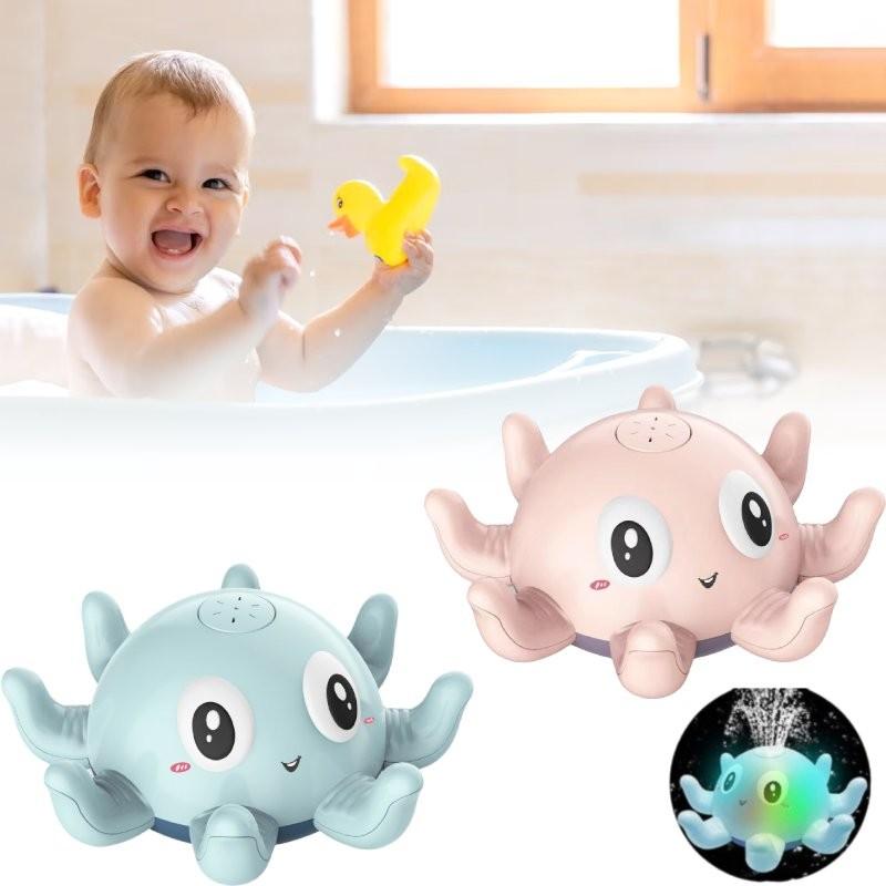 Baby Bath Octopus Toys Auto Induction Spray Water Shower Led Flickering Lamp