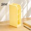 Plastic Pencil Cup Storage Organizer Holder 5 with Slanted Pen Compartments Stationery Art Tool Macaron Colors Space Saving for