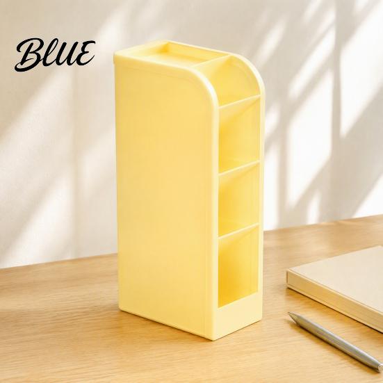 Plastic Pencil Cup Storage Organizer Holder 5 with Slanted Pen Compartments Stationery Art Tool Macaron Colors Space Saving for