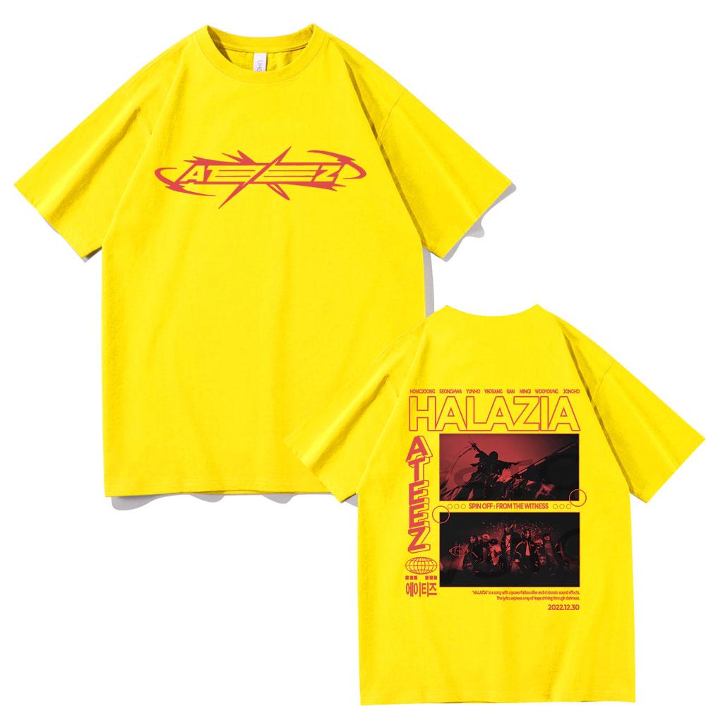 Ateez Band Double Sided Print Tshirt Male Casual Oversized Tshirt Unisex Women Korean Fashion Trend Tshirts Streetwear Fans Gift