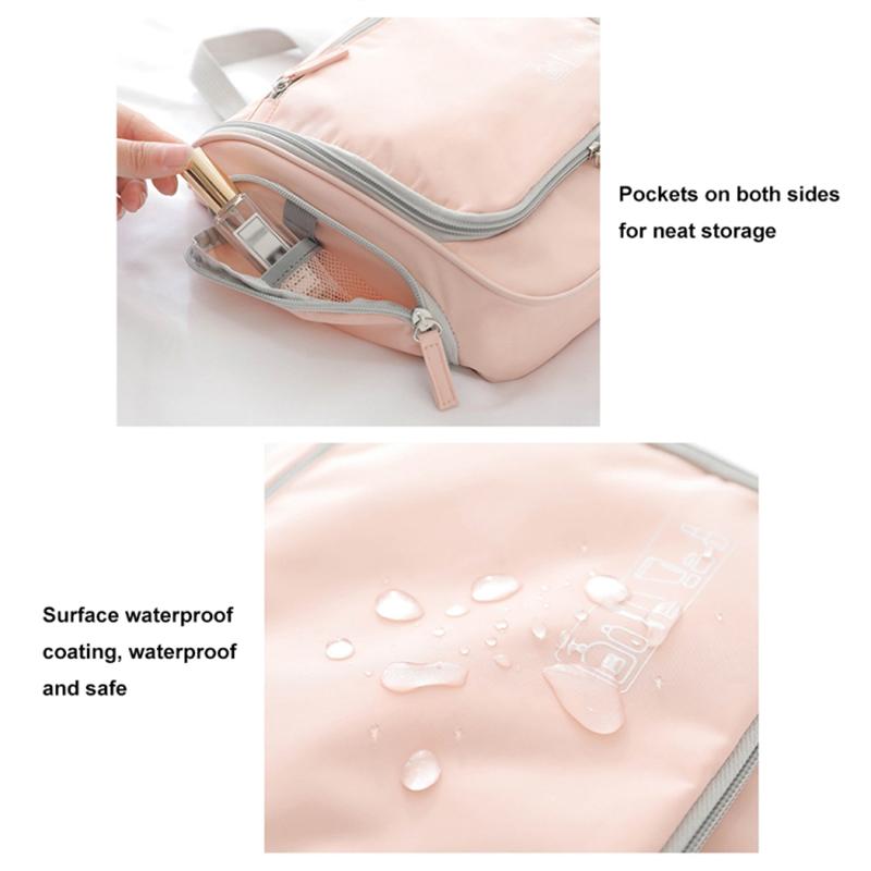 Portable Waterproof Makeup Bag Travel Cosmetics Toiletries Carrying Bag with Hanging Hook