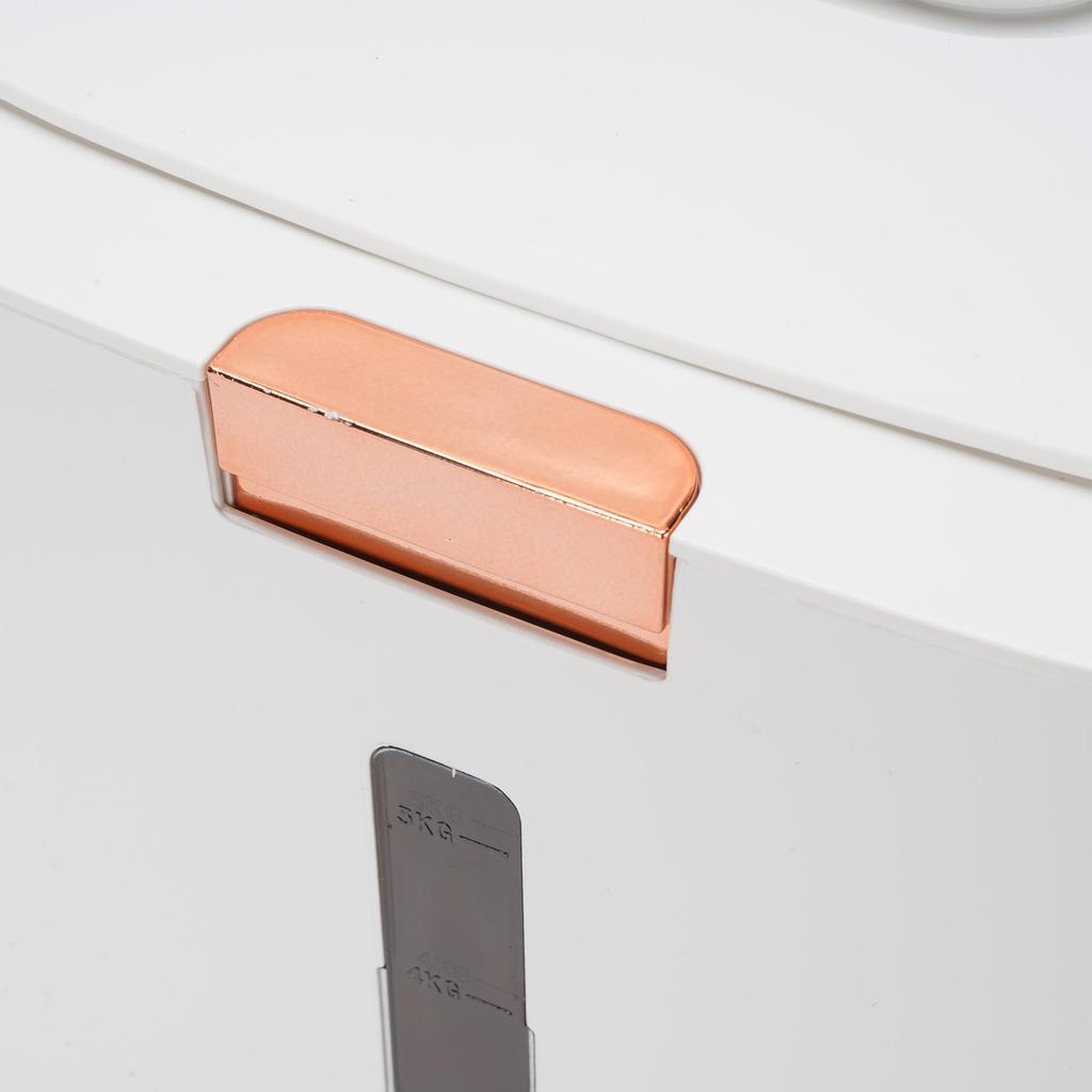 11 Pfund Reisspender Transparentes Fenster Ein-Tipp-Reisaufbewahrungsbehälter mit Messbecher Mehrzweck