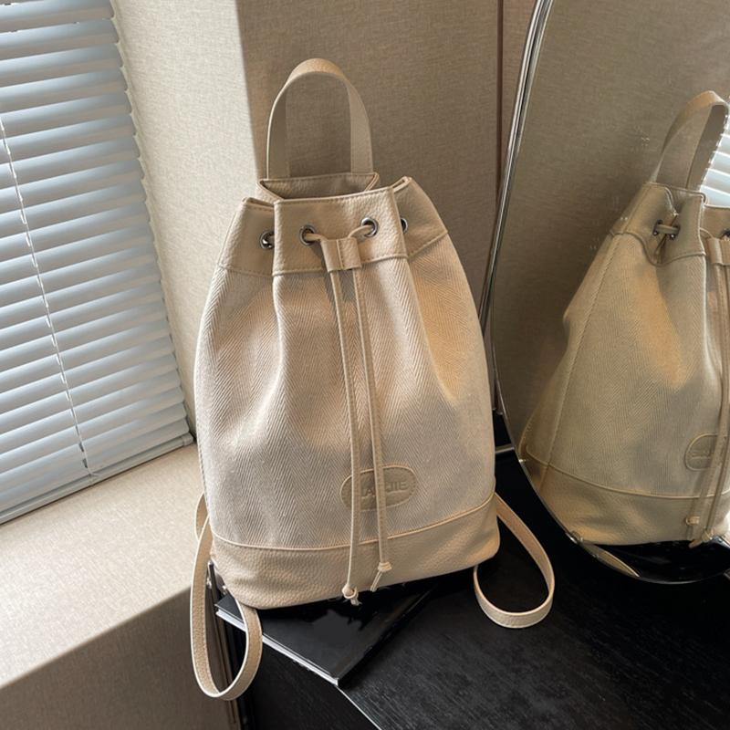 Fashion Designer Patchwork Bucket Bag for Women Drawstring Canvas Backpacks Girls Large Capacity School Shoulder Bags Handbags CLE