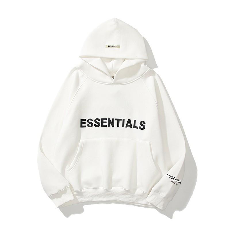 Essentials Streetwear Oversized Hoodie Couples - Reflective 3D Letter Print Lightweight Cotton Unisex Loose Fit