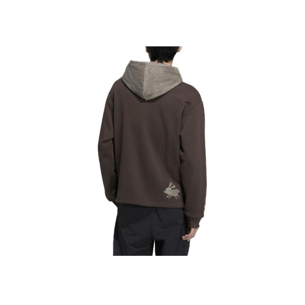Adidas Originals X Melting Sadness Rabbit Hole Series Hoodie With Contrast Logo Embroidery Unisex Tops Brown HY4187