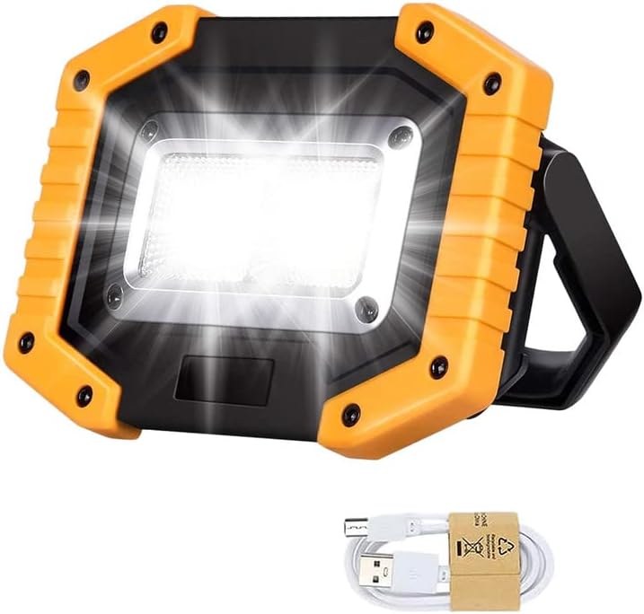 30W LED Work Light Rechargeable COB Floodlight Super Bright 2000LM Portable Light Outdoor USB Battery Security Light Waterproof for Camping,2 Packs 1 Pack