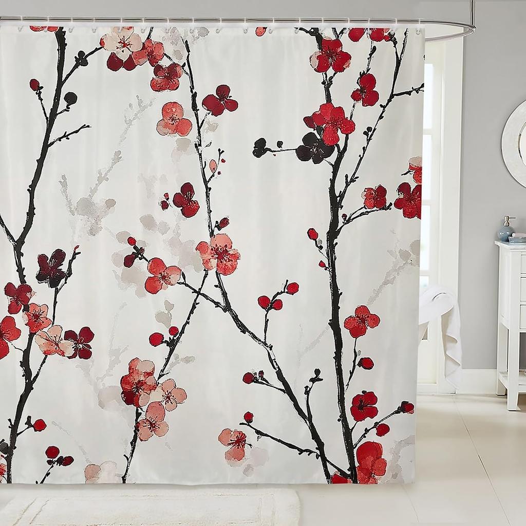 Feelyou Japanese Wave Bath Curtain for Boys Girls Fuji Mountain Shower Curtain Waterproof Japanese Style Bathroom Shower Curtain