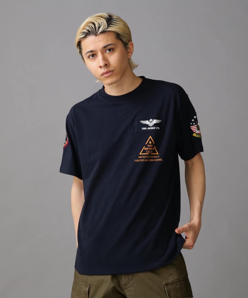 Avirex TOP GUN PATCH PRINT XL & T-SHIRT, Men's (120), Navy, 783-3934013