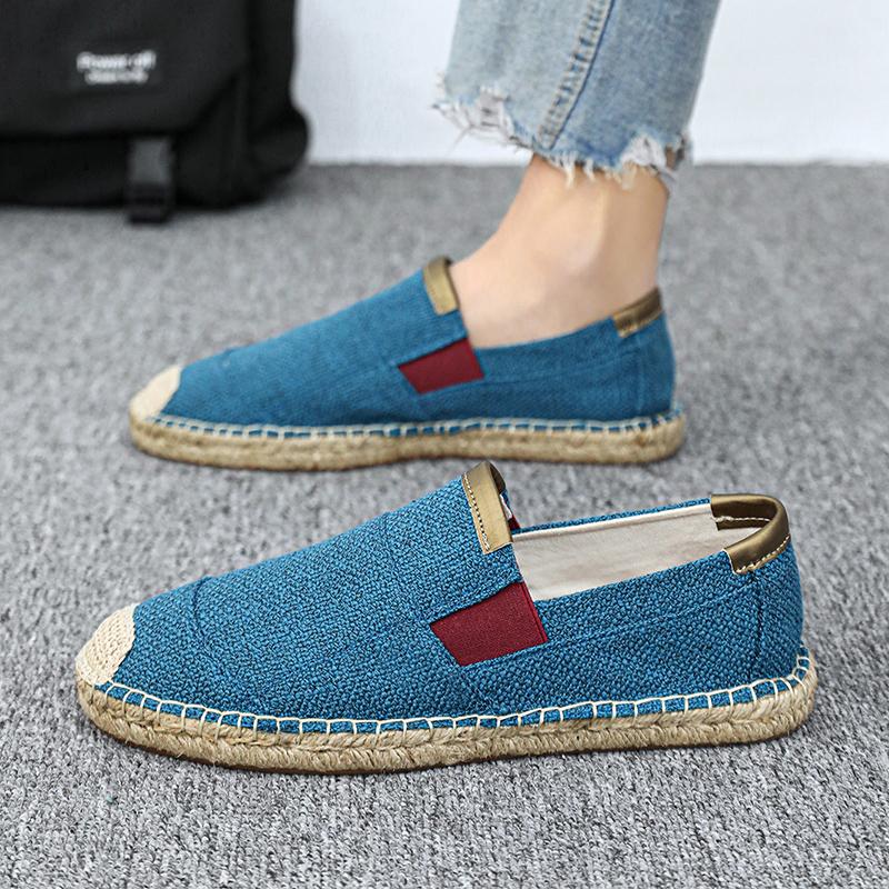 Red Summer Fisherman Shoes Men Breathable Linen Casual Shoes Man Flats Lightweight Comfy Lazy Shoes For Men Zapatos Para Hombre